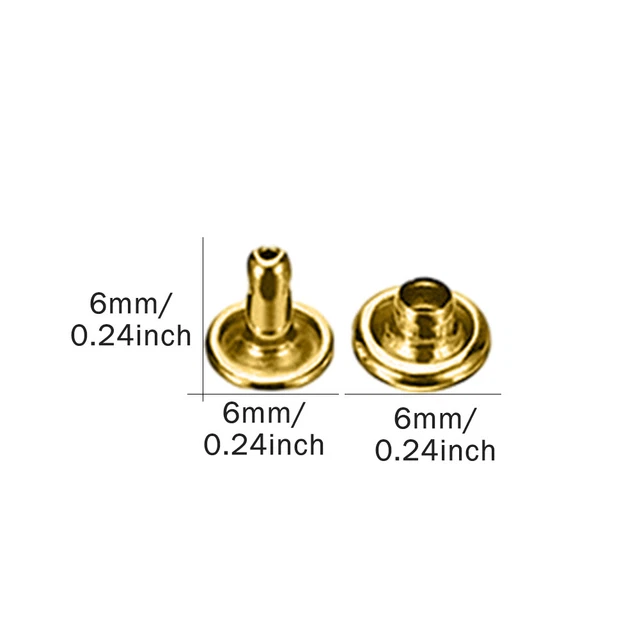 200pcs Anti Fade Double Round Cap Leather Rivets Multi Purpose 6mm Tubular Metal