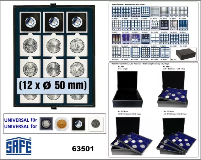 Safe 63501 nova de Luxe plateau pour monnaies Lefa Design 12x Carré cases 50mm