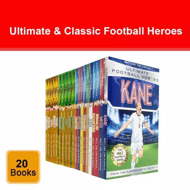 Ultimate and Classic Football Heroes Collection 20 Books Set Pack Messi, Ronaldo