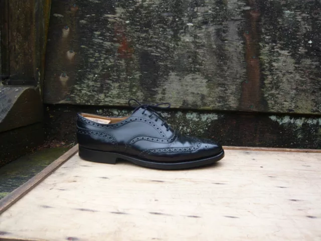 Scarpe Church's Brogues In Pelle Nera Uk8.5 Da Uomo Brisbane Ottime Condizioni