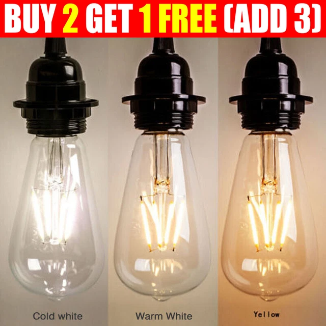 2W/4W/6WW E27 Light Bulb LED Edison Lamp Vintage Filament Bulb UK NEW