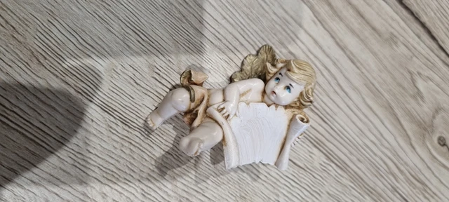 Statuette Ange / Chérubin En Céramique Blanche - Décoration De Noël Vintage - Neuf Avec Petits Défauts
