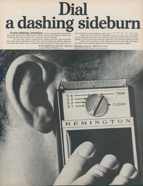 1966 Remington 300 Selectro Shaver Dial Trim Clean Ear Vintage Print Ad L8