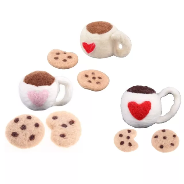 3Pcs DIY Baby Wool Felt Milk Cup+Cookies Decoration Photography