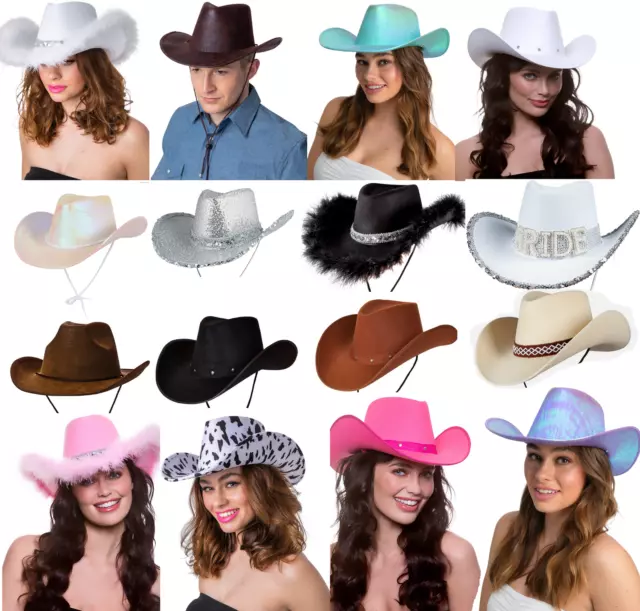 Womens Cowboy Hat Concert Western Rodeo Cowgirl Fancy Dress Hat Ladies Men