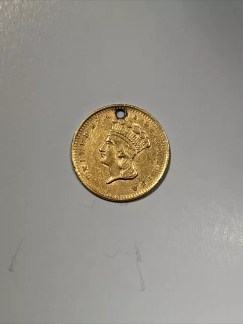 (X#9) 1856-P Upright 5 Type-3 $1 Gold Princess Holed