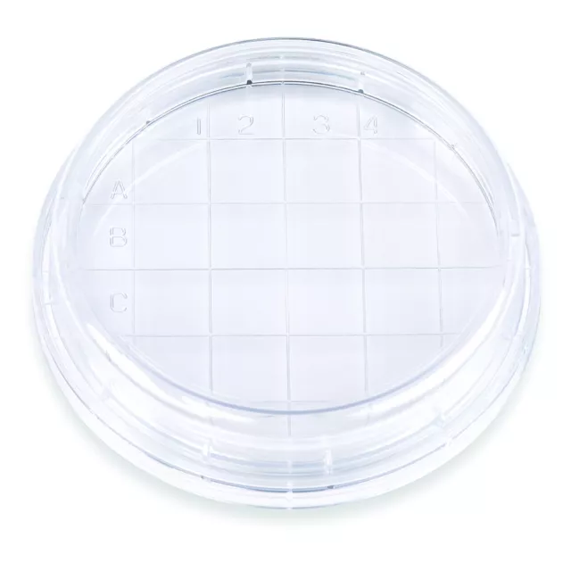 Petri Dishes with Counting Grid, 60x15mm, PS, 3 Vents, Sterile (Case 1000)