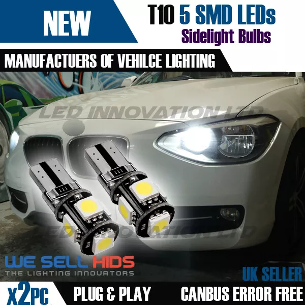 2x T10 5 SMD LED WHITE SIDE LIGHT BULBS W5W 501 CANBUS NO ERROR FREE XENON UK