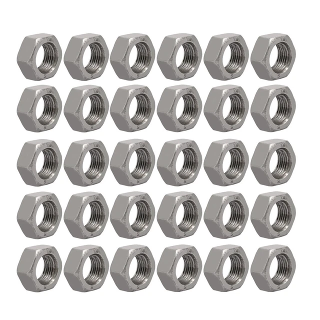 30pcs M16 x 1.5mm Pitch Metric Fine Thread Carbon Steel Left Hand Hex Nuts
