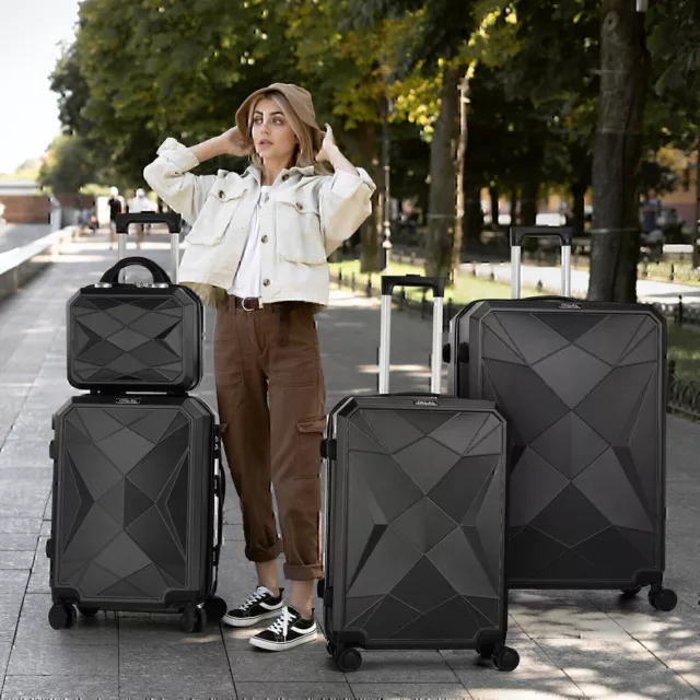 Luggage Suitcase Set 4 Piece - ABS Hardshell Luggage with Embedded TSA Lock d