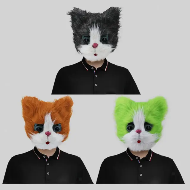 Maschera testa di gatto peluche Maschera cosplay realistica per Festival