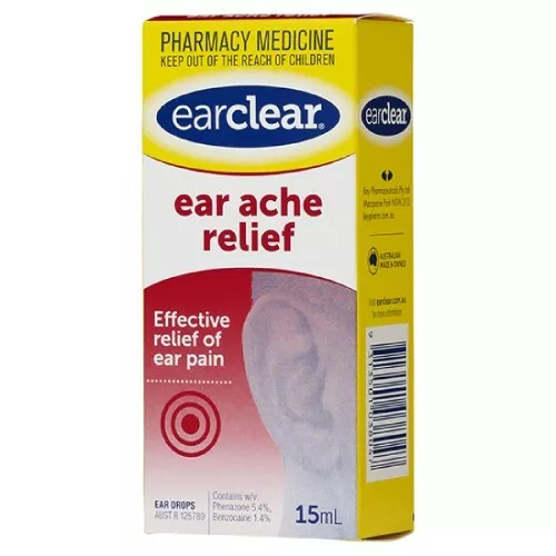 EarClear Ear Ache Relief 15mL Ear Drops Effective Ear Infection Pain Relief