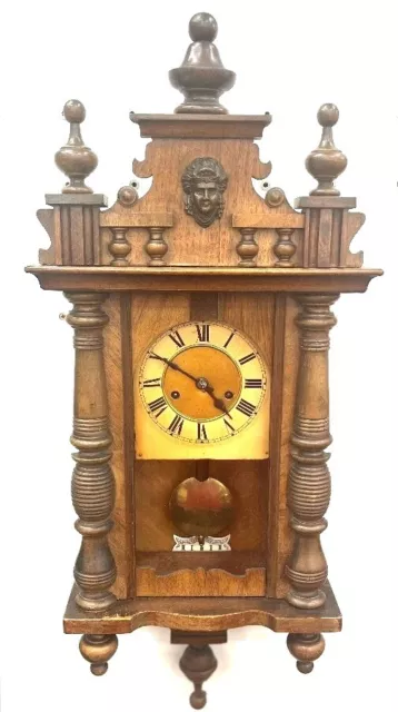 Antique German HAC/ HAU Junghans Wooden Mechanical Wall Clock with Chimes - W79