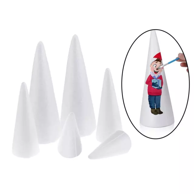 6pcs Styrofoam Cones for DIY Craft Art Project