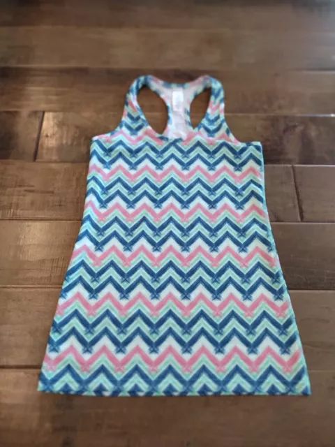 IVIVVA by LULULEMON Girls chevron pattern KeepUrCool racerback tank top 14