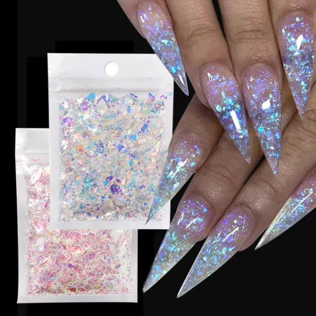 Candy Iridescent Glitter Glass Paper Irregular Nail Flakes Sparkly  Paillette DIY