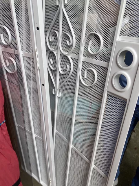 Pair Wrought Iron Scrolled Security Doors Garden Gates w Hardware Hinges in box