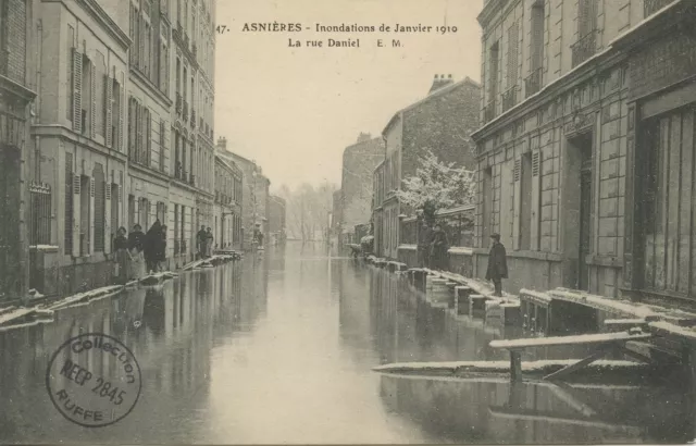 Postcard Asnieres La Crue De La Seine 1910 / La Rue Daniel