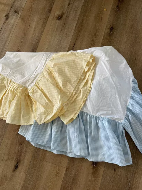 pottery barn kids crib skirt gingham blue (also yellow elsewhere)