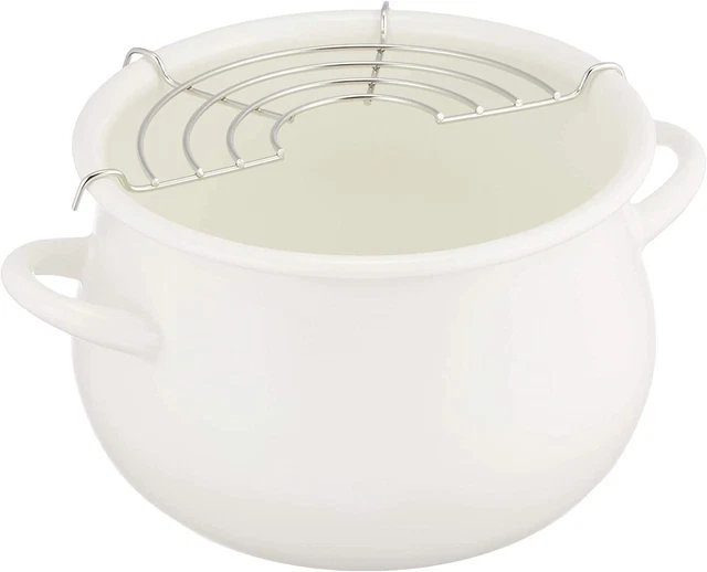 pearl metal petit cook enamel tempura pot 16cm white HB-1679