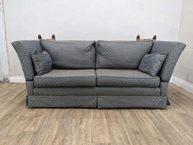 SOFA 3 Seater Knole Settee Drop Arms Foam And Feather Cushions Wooden Feet