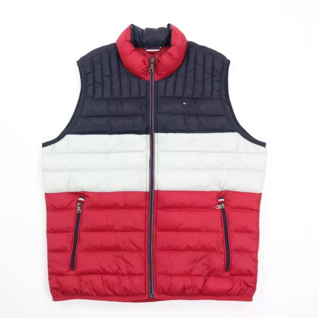 Tommy Hilfiger Men's Quilted Puffer Vest Jacket Red White Blue Colorblock L NWT