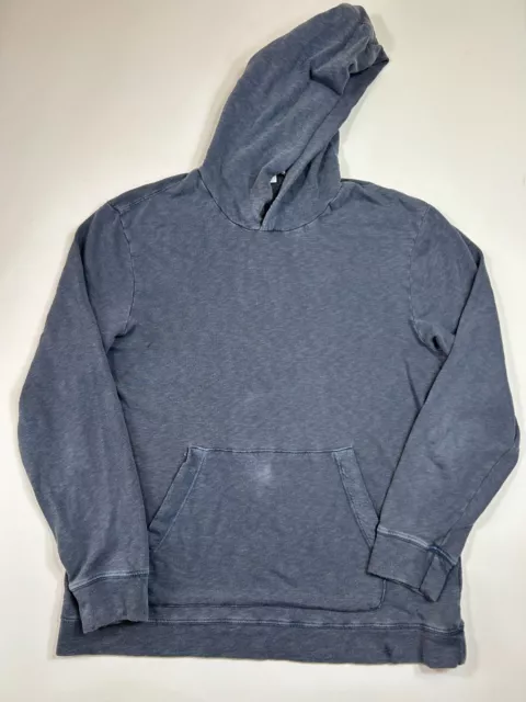 James Perse Hoodie Mens Medium Size 2 Blue Long Sleeve Cotton Standard Logo USA