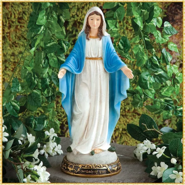 SOLAR VIRGIN MARY Statue Blessed Mother Religious Garden Sculpture ...