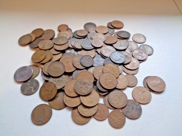 Joblot of old copper pennys and half 150+ VICTORIAN GEORGE  ELIZIBETH 3lbs Used