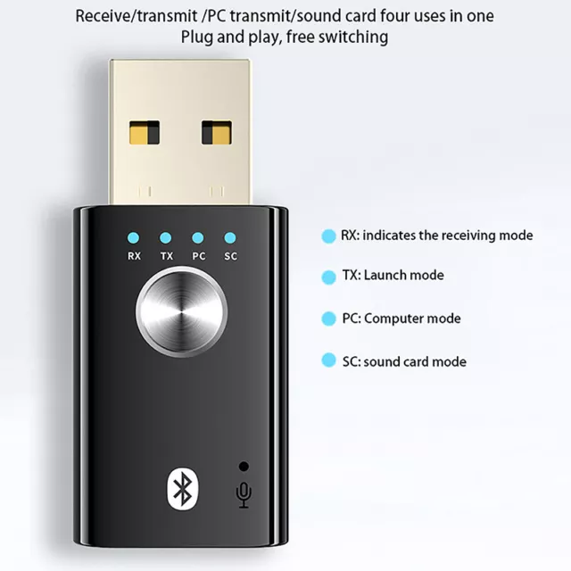 4 en 1 Bluetooth 5.1 Receptor de Audio Transmisor Estéreo USB 3.5mm AUX RCA Adaptador