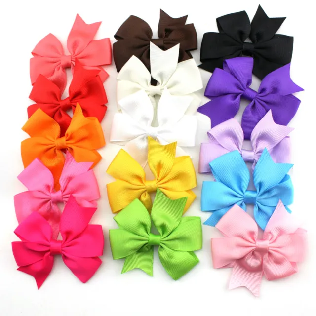 15 Colors 3-inch Boutique Hair Bows Girls Kids Alligator Clip Grosgrain Ribbon
