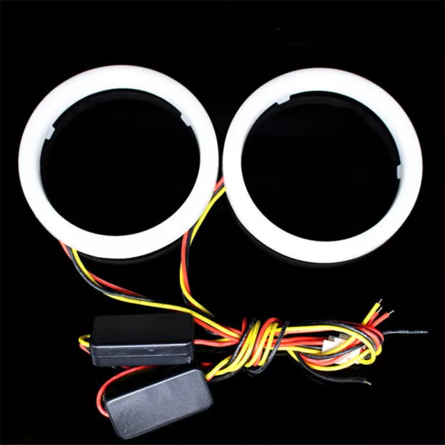 White Amber 60-110MM Switchback LED Angel Eyes Halo Rings Car Headlight Retrofit