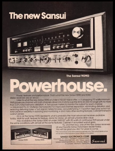 1976 Sansui 9090 Receiver-Print ad / mini-poster VTG 70’s music décor