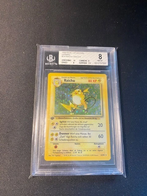 Pokemon Base Set 1st Edition Raichu  Holo BGS PSA 8 Near Mint - Mint | mit 10