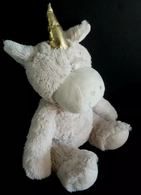 81. DOUDOU PELUCHE ATMOSPHERA LICORNE écru blanc beige yeux gris doré EXC.ETAT 2