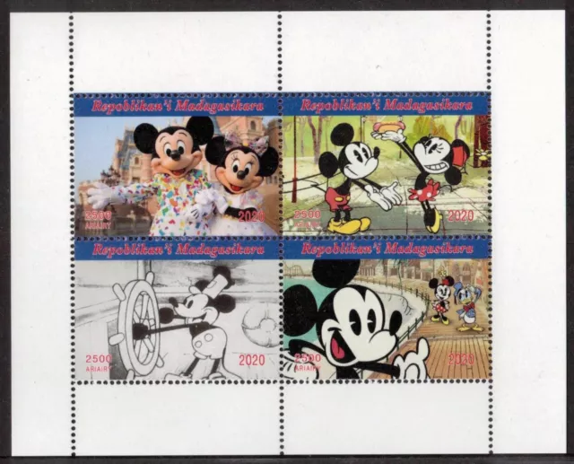 Mickey Mouse Walt Disney Cartoon Mini Stamp Sheetlet Of Four 2020 (Nl387)