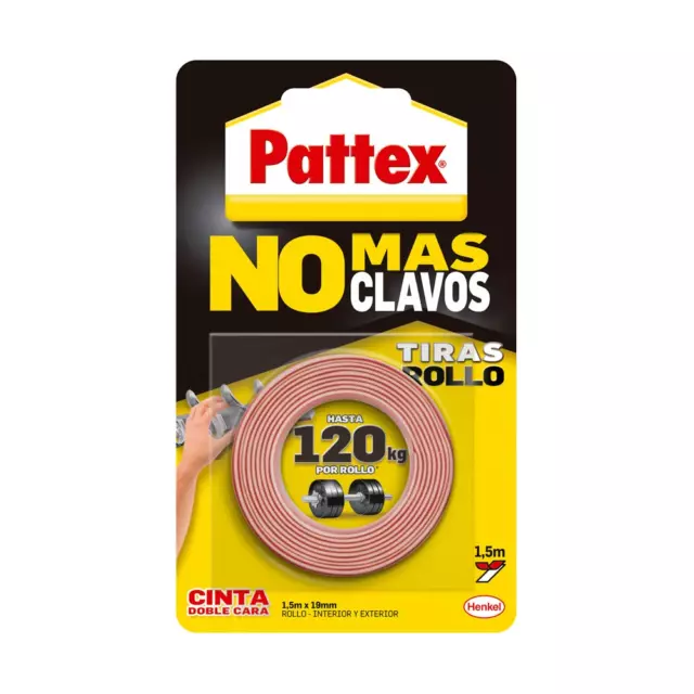 Pattex No Más Clavos Cinta. Cinta De Doble Cara Extrafuerte. 19 Mm X 1,5 M