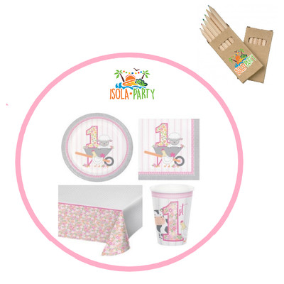 Amscan KIT ADDOBBI PER FESTE DI PRIMO COMPLEANNO ELEFANTINO BOY per 8/16/24/32/40 pers 
