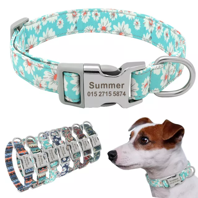 Personalizzato Collare per cani Nylon Nome Colletto per piccolo grande cani SML