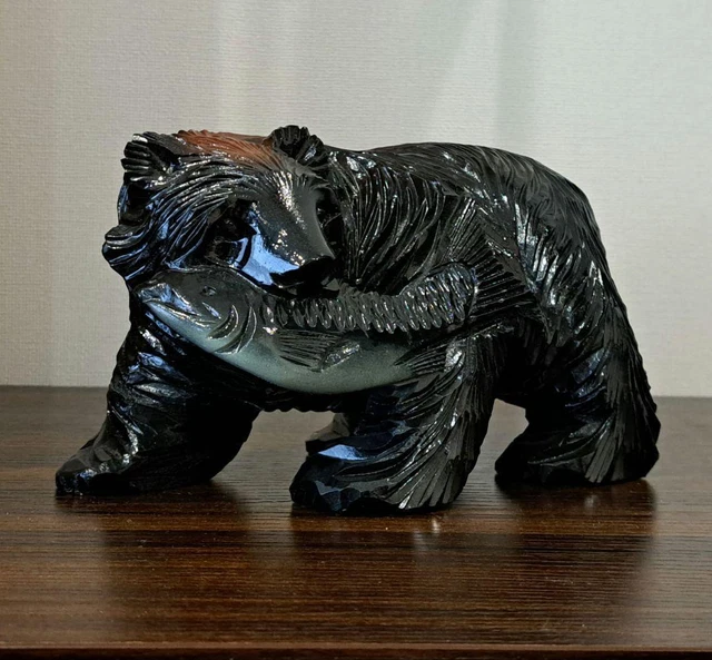 Wood Carved Bear Carving Hokkaido Folk Art Sculpture