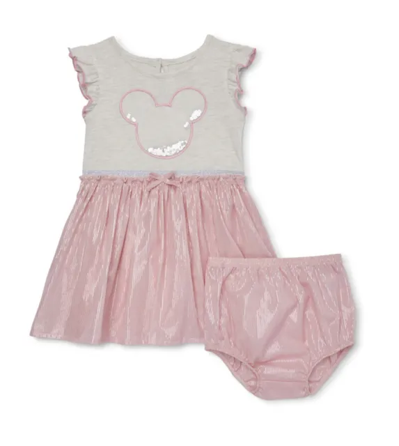 Disneys Minnie Mouse Baby Girls 2 Pc Dress Set 6/9,12, 24 Months