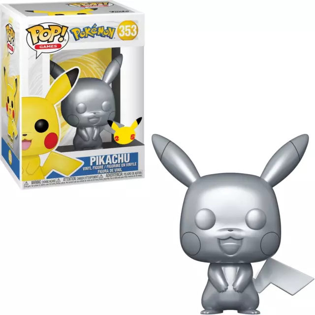 Figurine Vinyl FUNKO POP Pokémon 25 Ans : Pikachu Silver #353