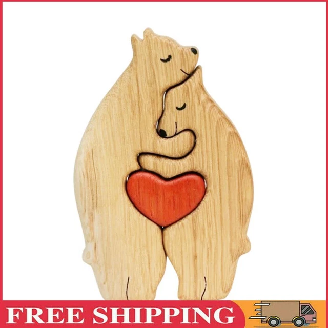 Holz-Familienpuzzle Bären dekorative Bären-Kunstskulptur aus Holz (B)