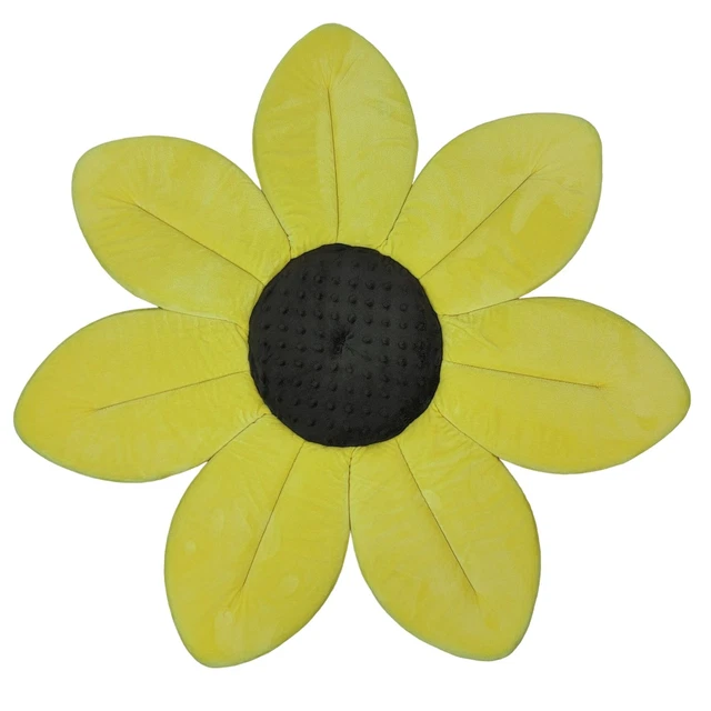Blooming Bath Sunflower Baby Bathing Pad Mat Yellow Brown Plush Infant Newborn