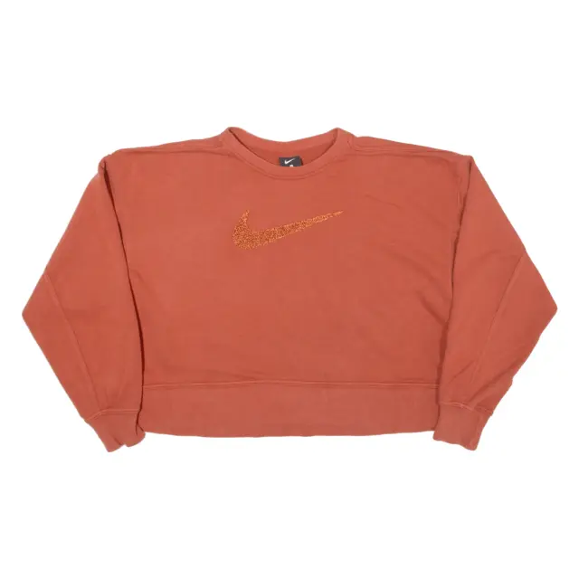 NIKE Swoosh Relaxed Fit Cropped Womens Sweatshirt Orange S