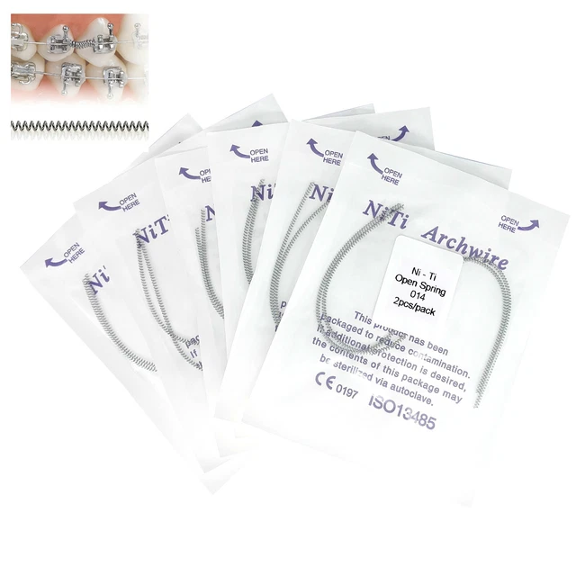 Dental Orthodontic Niti Open Coil Spring Arch Wires 008 010 012 180mm 2Pcs/Pack