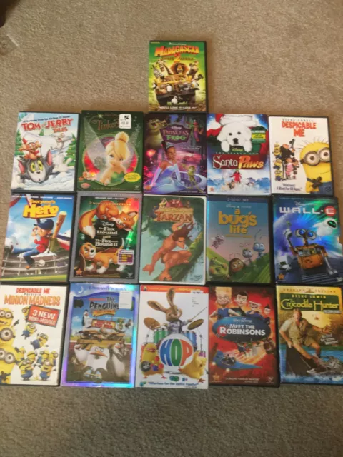 DISNEY PIXAR DREAMWORKS + More DVD Movie Lot (16) Animated Cartoon ...