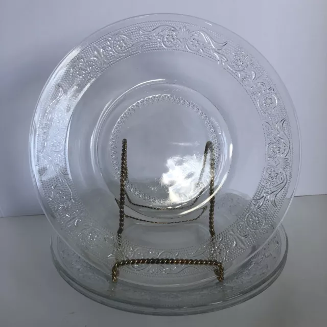 Kig Malaysia Clear Trellis Large Rim Soup Bowls Fleur De Lis Sandwich Lot of 3 