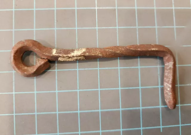 Vtg Hand Forged Twisted Iron Door Latch Hook Barn Gate Hardware 3 3/4" - gw0