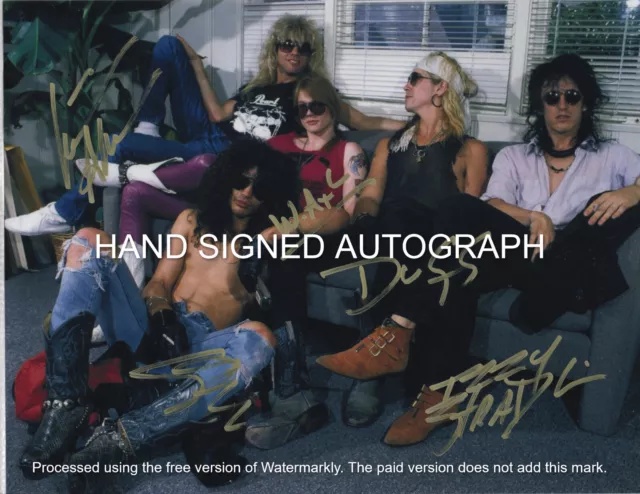 Guns N' Roses Band All Members Autographed 8 1/2 X 11 Photo / Coa